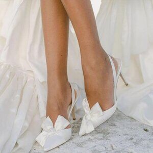 Elegant White Bow Heels
